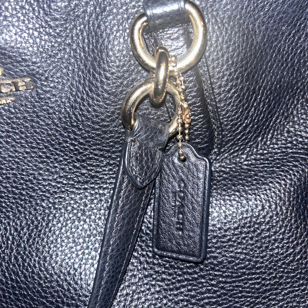 Coach Black Pebbled Leather Shoulder Satchel with Gold Hardware - Picture 14 of 14